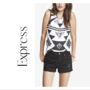 Express Lace Back Sequin Print Tank Size Small